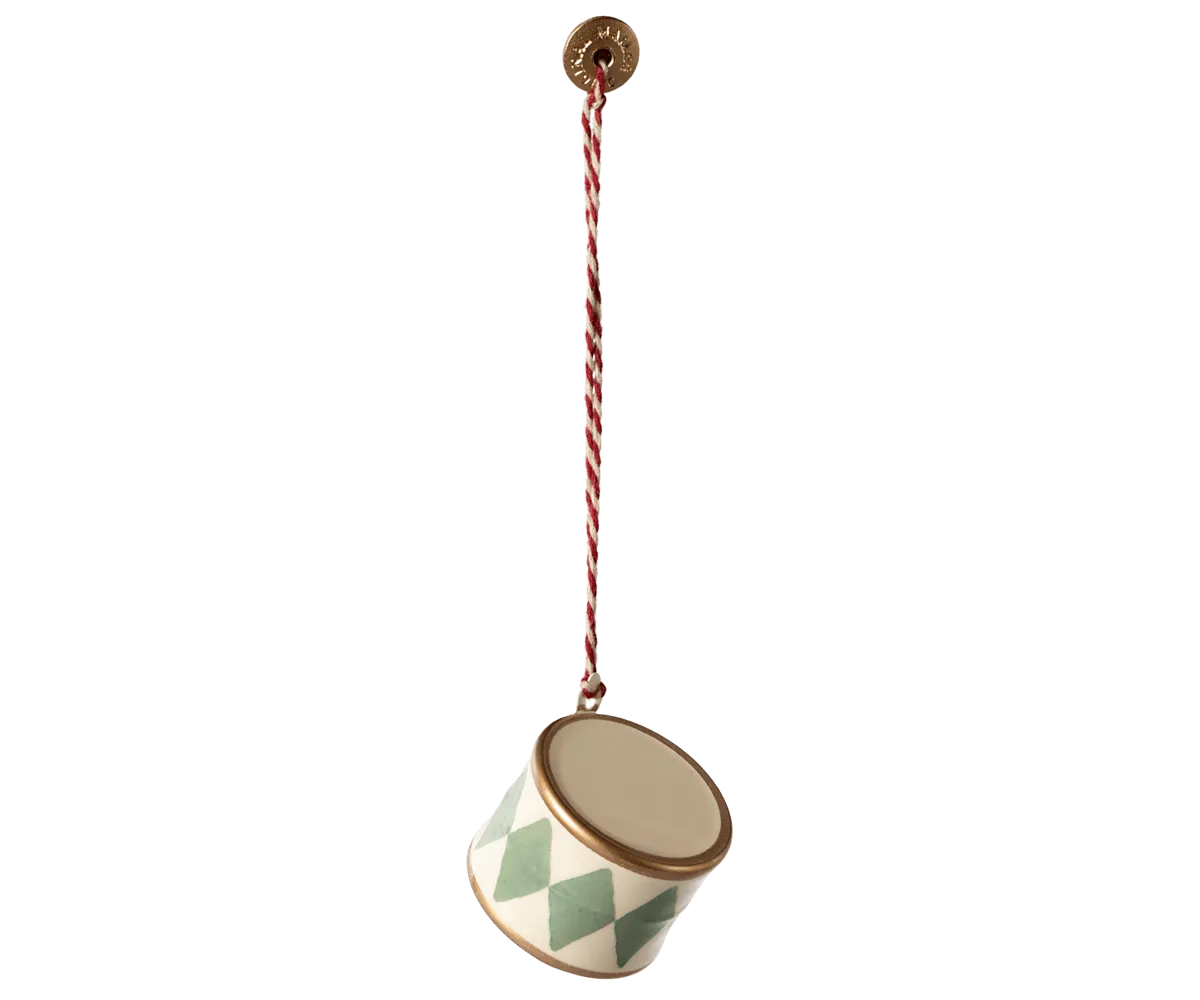 Maileg Metal Drum Ornament Small Mint FW24 NEW ARRIVAL