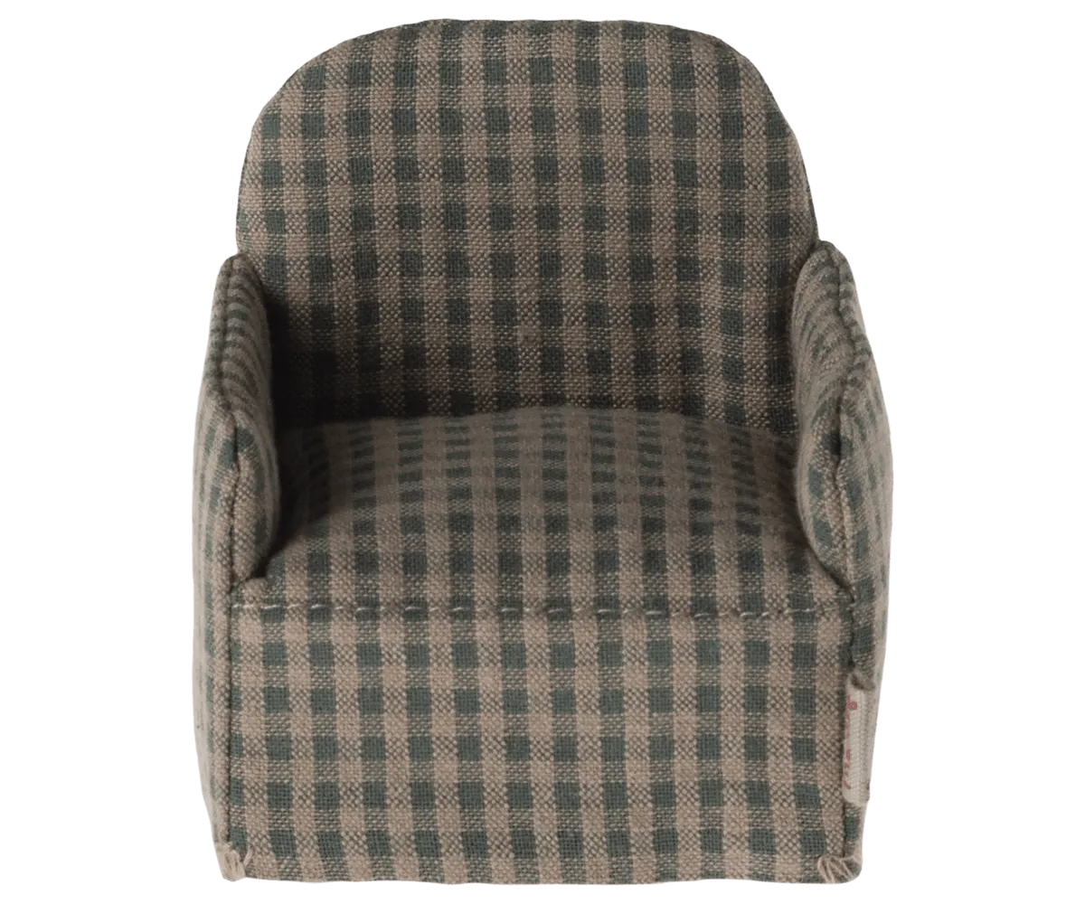 Maileg Mouse Chair Green Checker FW24 NEW ARRIVAL