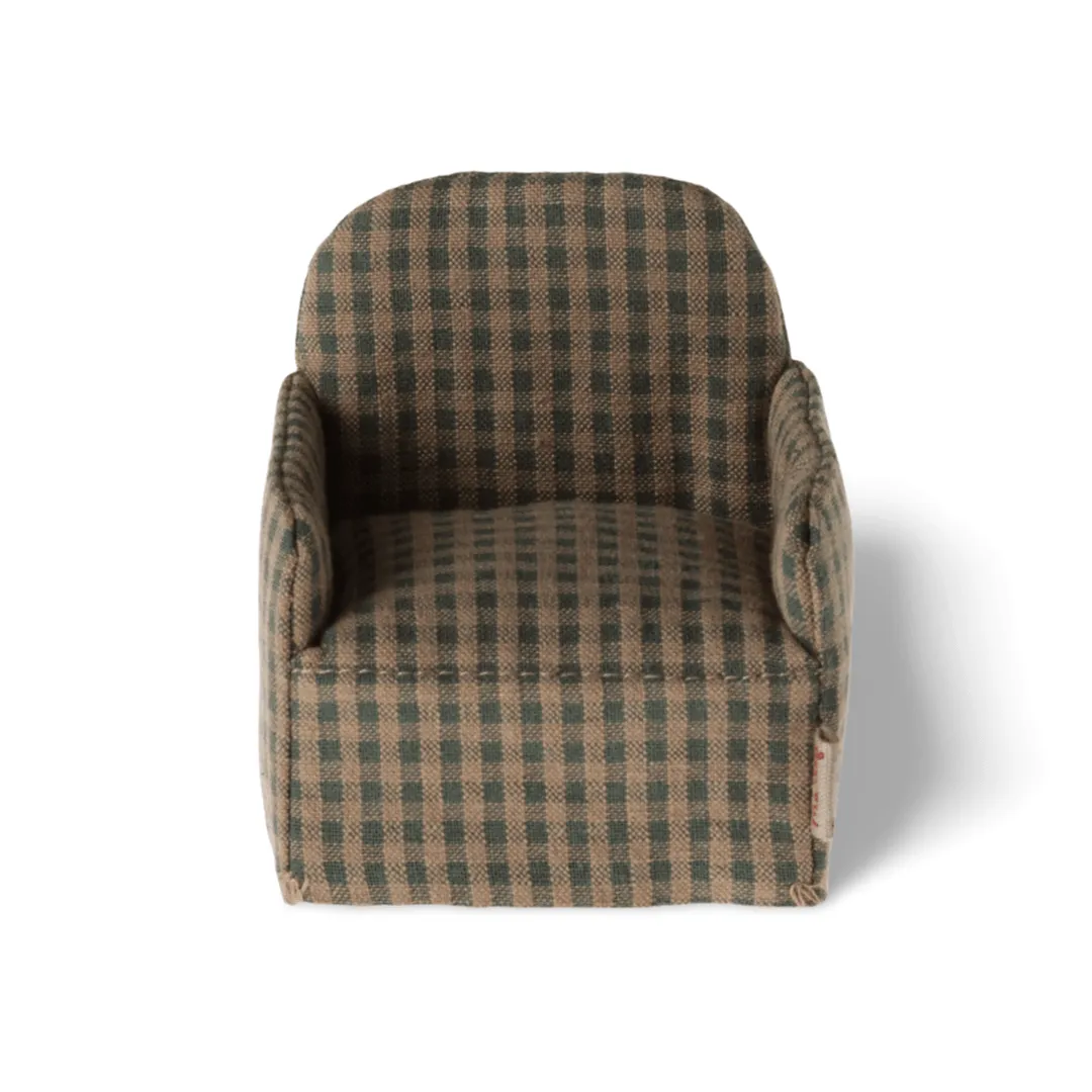 Maileg Mouse Chair Green Checker FW24 NEW ARRIVAL