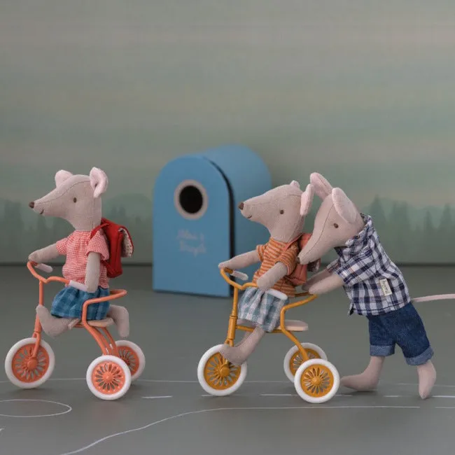 Maileg | Mouse Tricycle Big Sister with Bag Rose