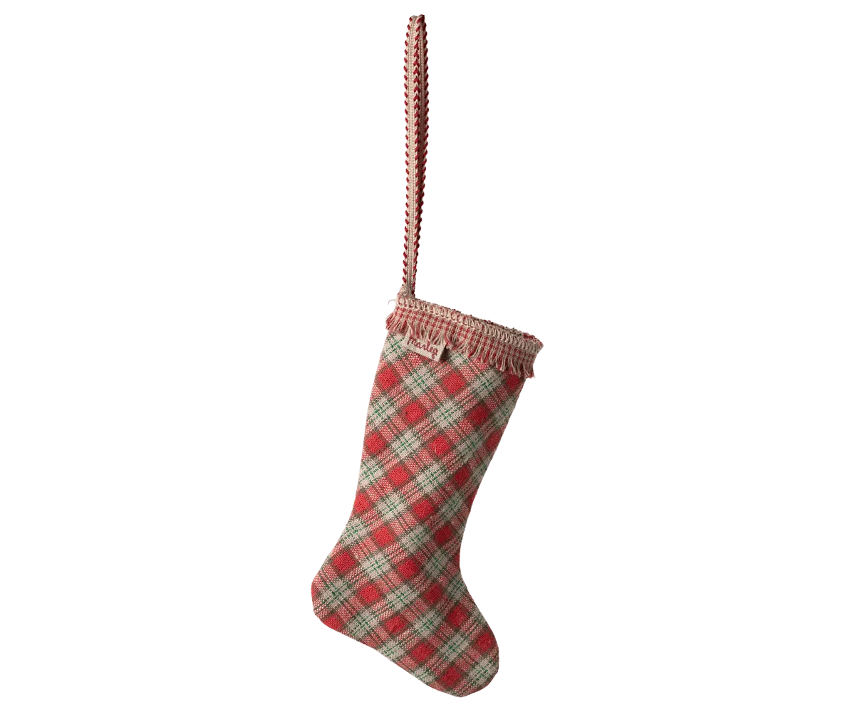 Maileg Stocking Ornament Checker Red FW24 NEW ARRIVAL