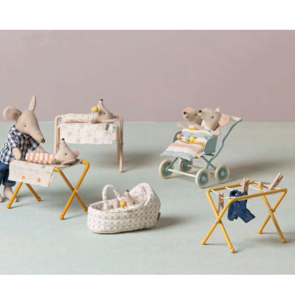 Maileg Stroller for Baby Mice, Mint