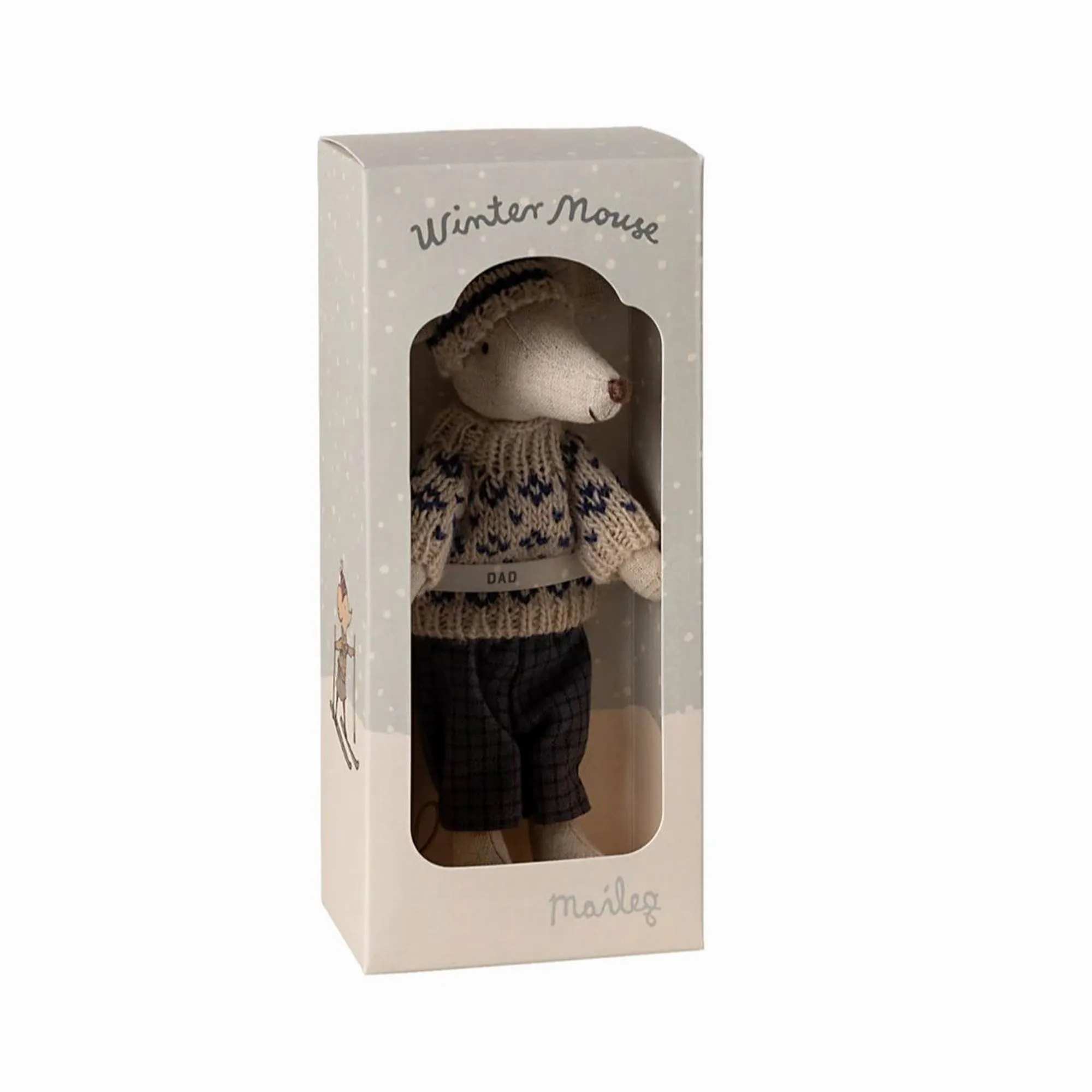 Maileg Winter Mouse With Ski Set, Dad  Blue