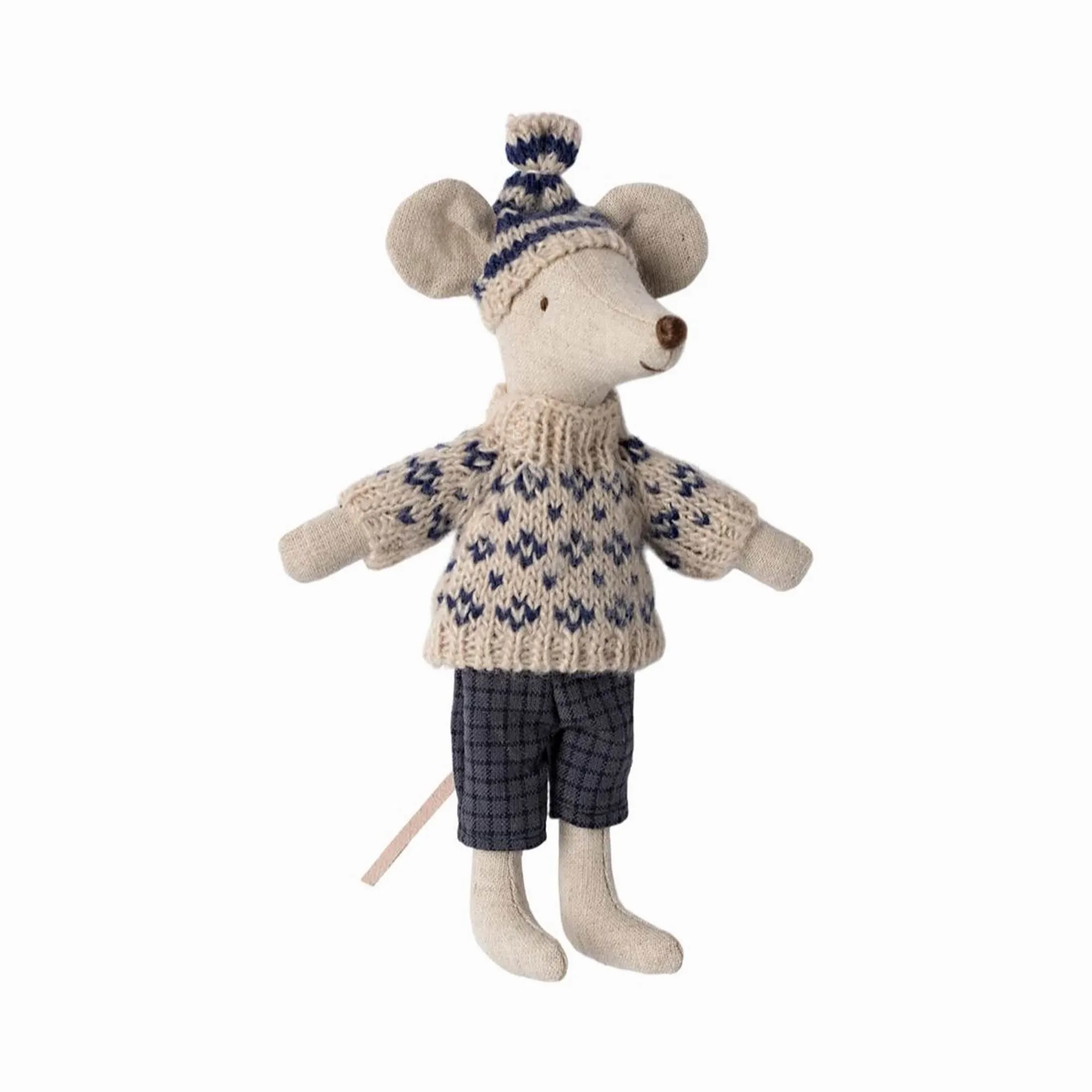 Maileg Winter Mouse With Ski Set, Dad  Blue