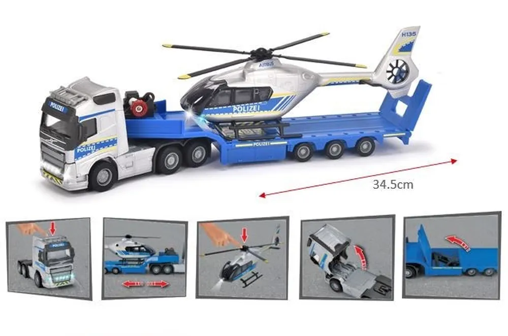 Majorette Grand Series 1:43 Volvo Police Truck & Airbus Police Helicopter