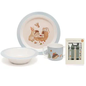 Melamine SET of 4 | Woodland BLUE   Cutlery SAGE