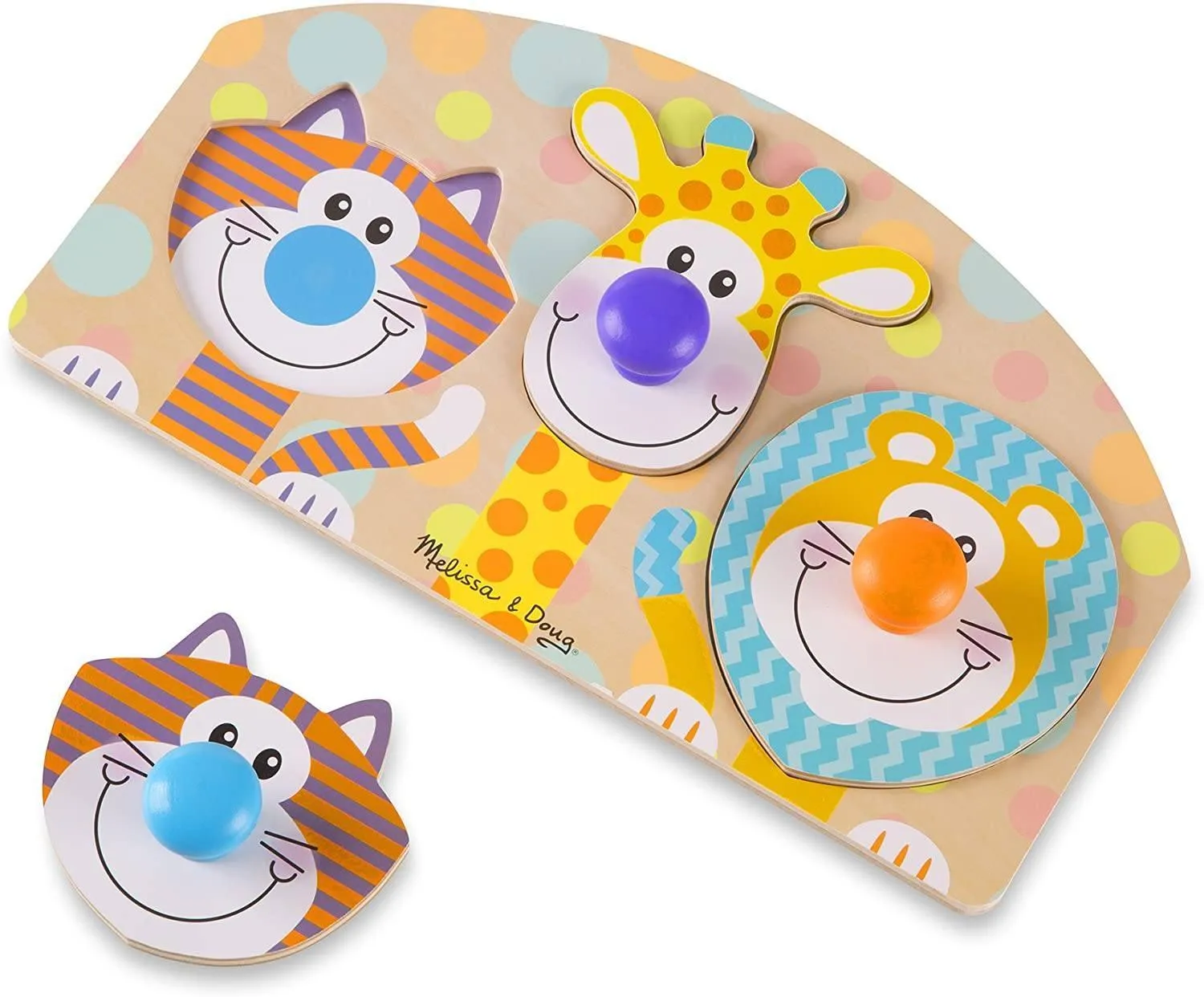 Melissa & Doug 13439 First Play Wooden Jumbo Knob Safari Animal Puzzle (3 pcs)