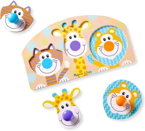 Melissa & Doug 13439 First Play Wooden Jumbo Knob Safari Animal Puzzle (3 pcs)