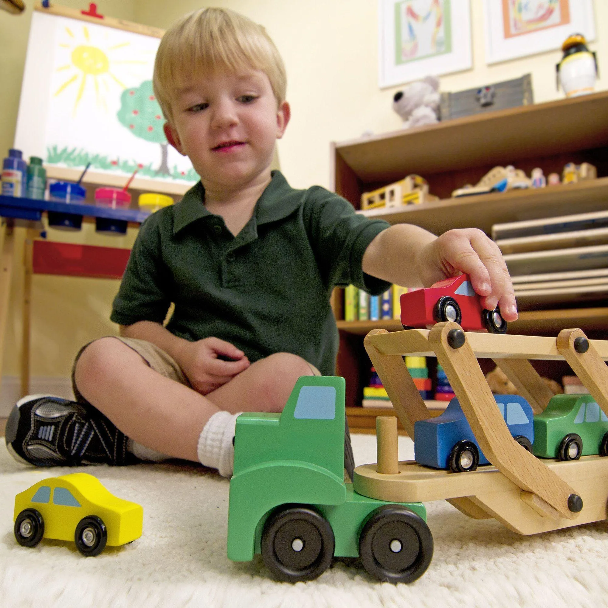 Melissa & Doug 14096 Car Carrier Truck & Cars Wooden Toy Set