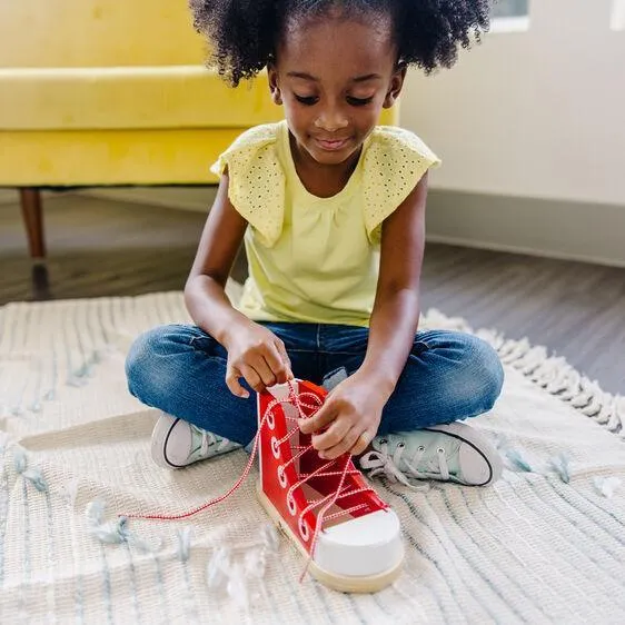 Melissa & Doug Wooden Lacing Shoe