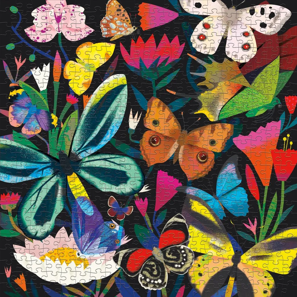 Mud Puppy Glow In The Dark Butterflies Illuminated 500 Piece Puzzle