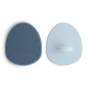 Mushie Cradle Cap Brush 2-Pack | Tradewinds   Periwinkle