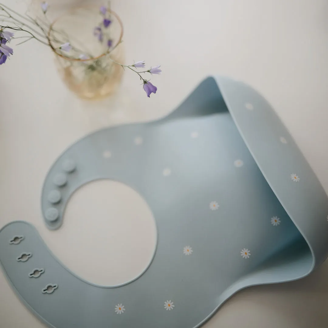 Mushie Silicone Baby Bib | Blue Daisy