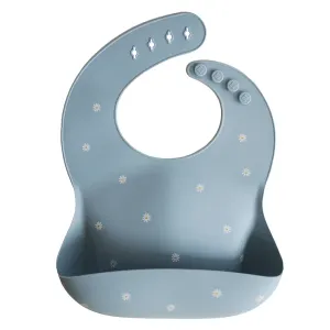 Mushie Silicone Baby Bib | Blue Daisy