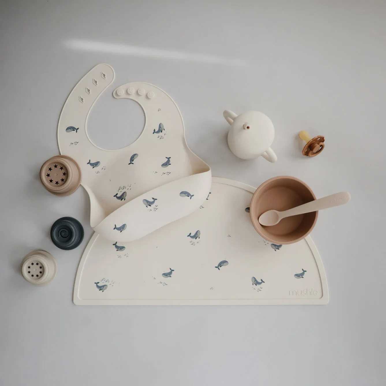 Mushie Silicone Baby Bib | Whales