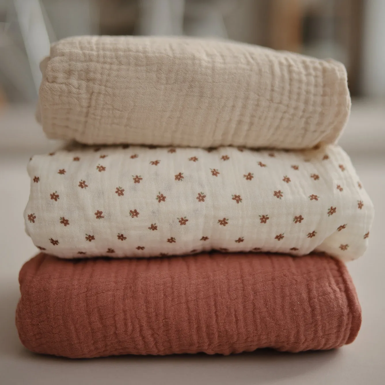 Mushie Soft Muslin Cot Fitted Sheet | Bloom