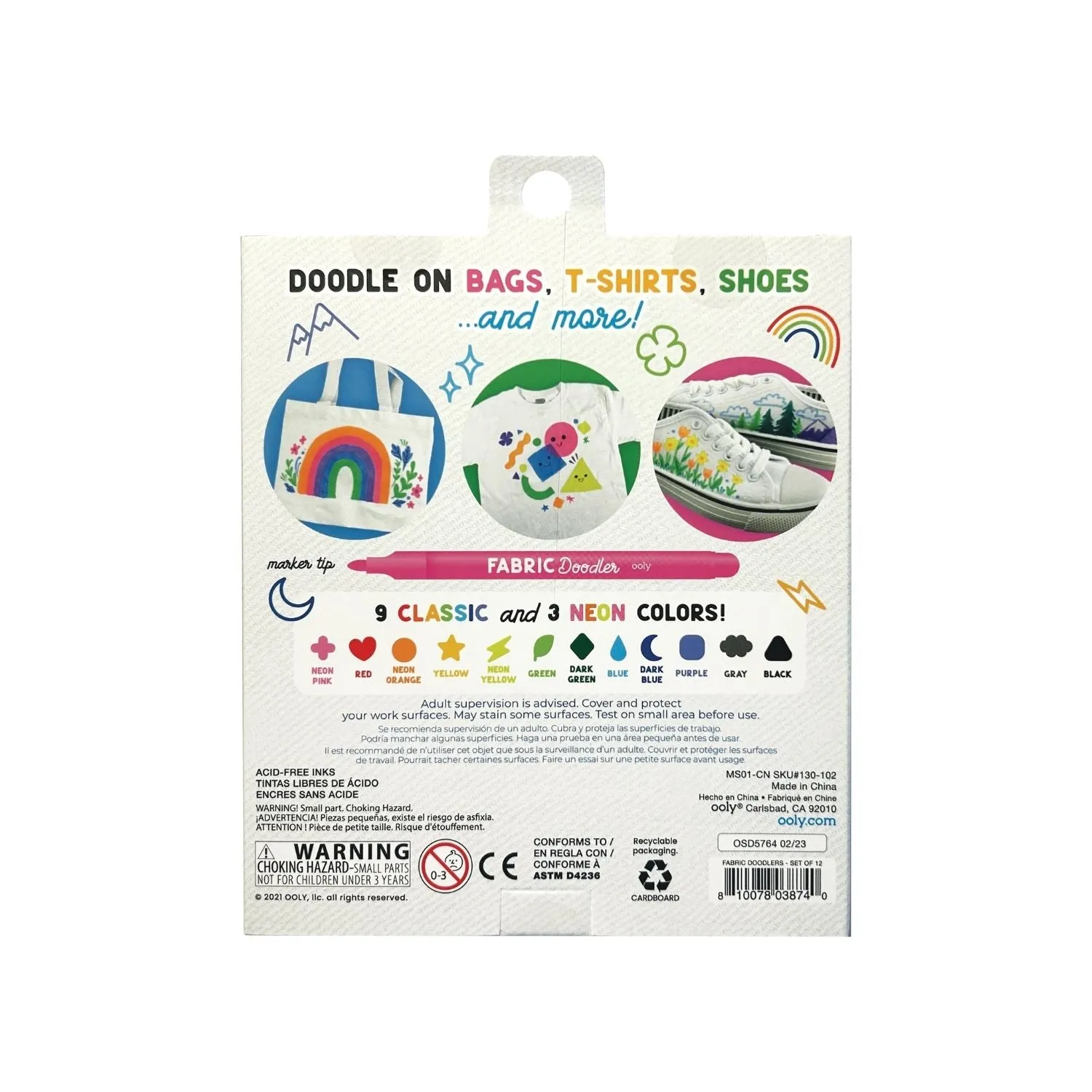 Ooly Fabric Doodlers Markers - Set of 12