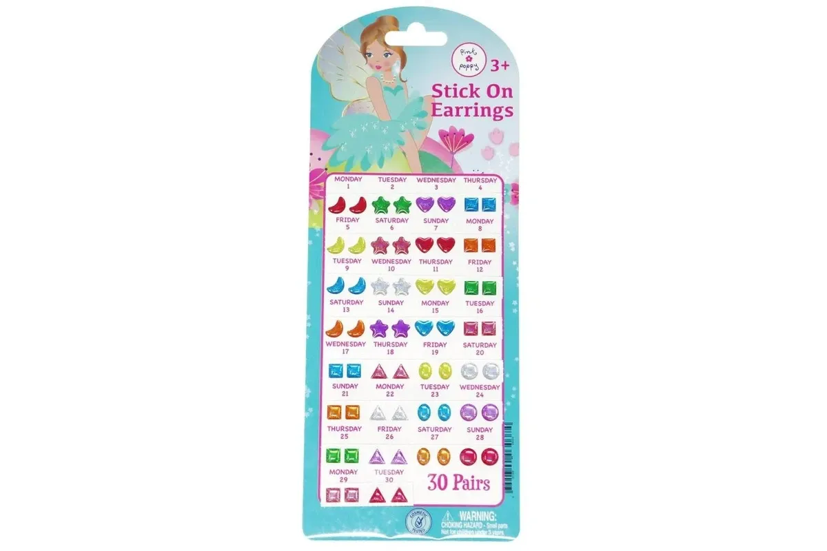 Pink Poppy 30 Pairs Fairy Butterfly Friends Stick On Earrings