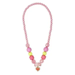 Pink Poppy My Lovely Pink Heart Charm Stretch Beaded Necklace