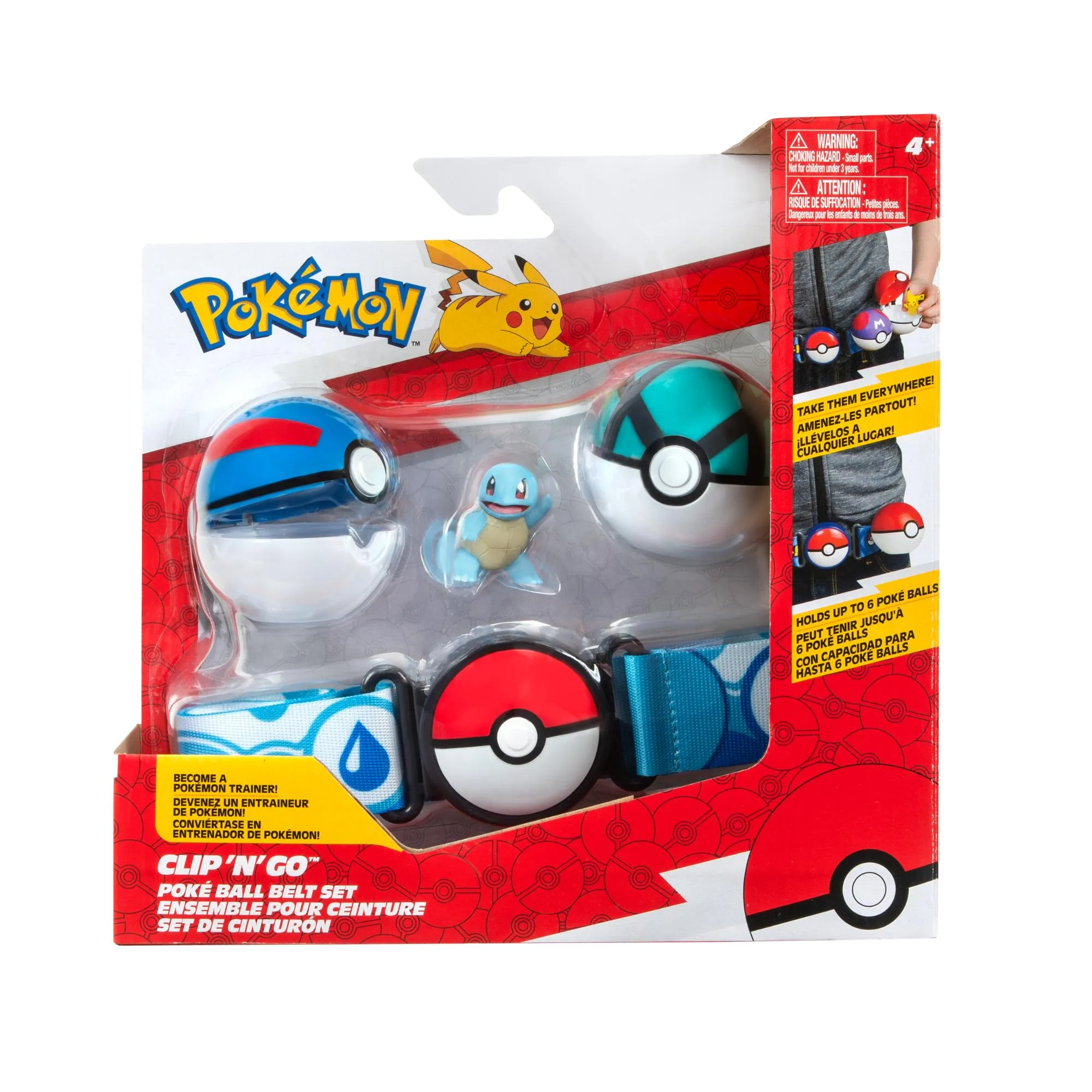 Pokemon Clip N Go Poke Ball Belt Set - Great Ball & Net Ball With Squirtle #1