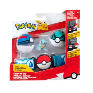 Pokemon Clip N Go Poke Ball Belt Set - Great Ball & Net Ball With Squirtle #1