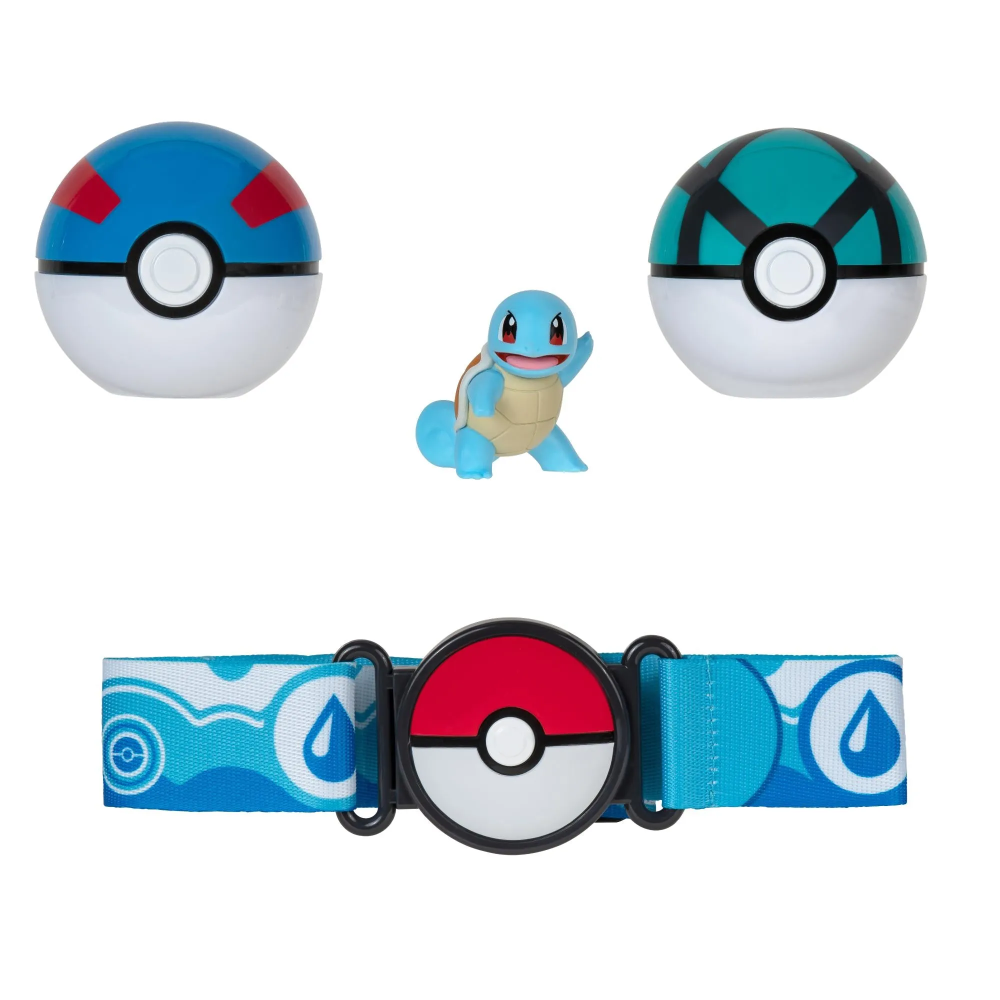Pokemon Clip N Go Poke Ball Belt Set - Great Ball & Net Ball With Squirtle #1