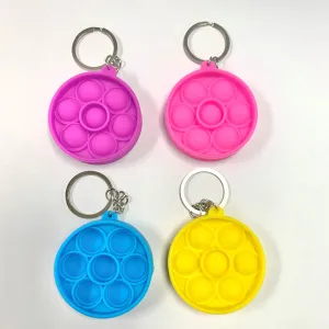 POPIT FIDGET TOY KEYRING CIRCLE ASSORTED COLOURS