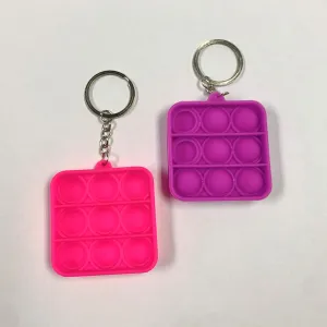 POPIT FIDGET TOY KEYRING SQUARE ASSORTED COLOURS