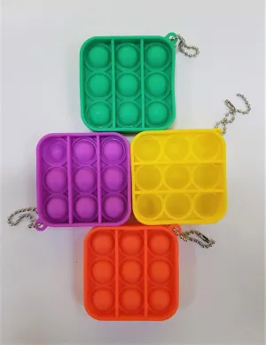 POPIT FIDGET TOY KEYRING SQUARE ASSORTED COLOURS