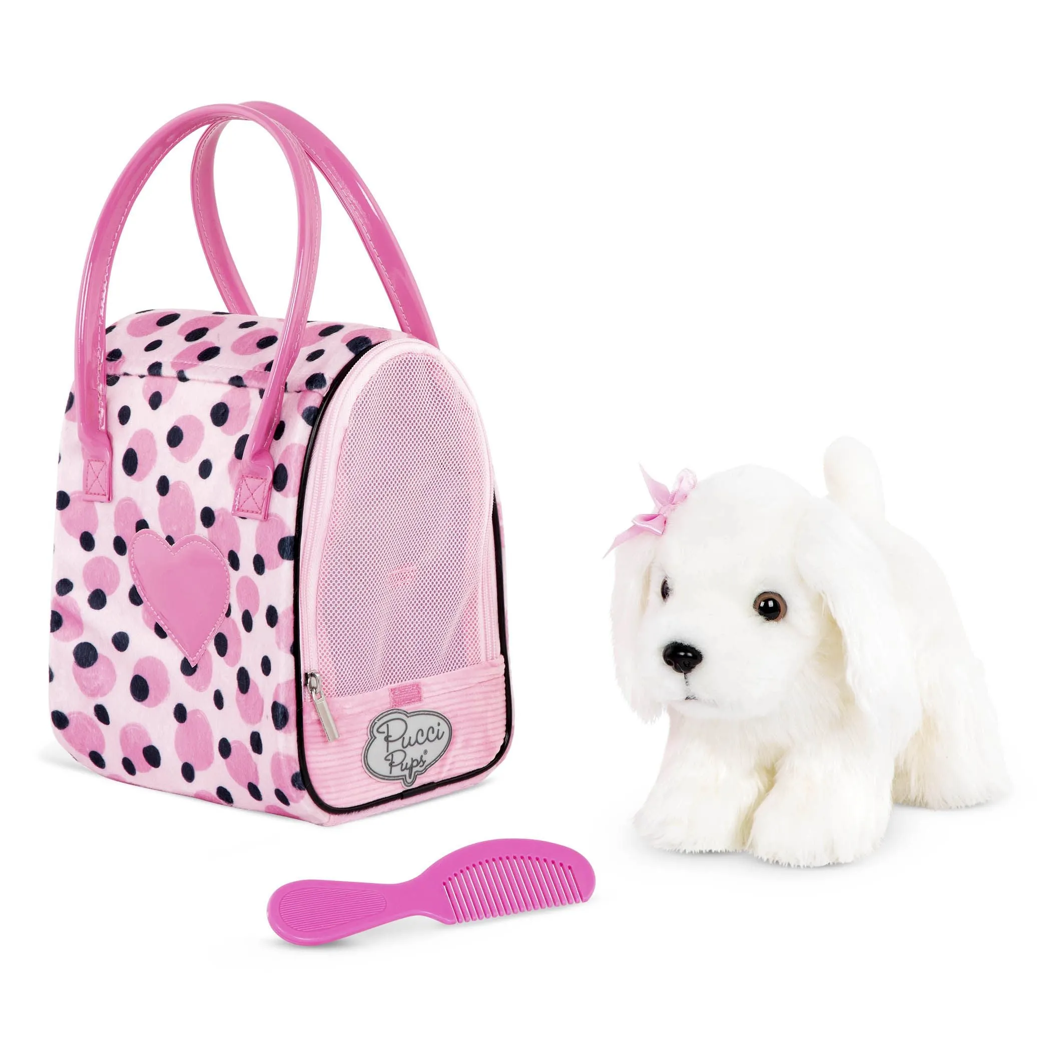 Pucci Pup Pink Polka Dot Print Bag With Maltese Pup