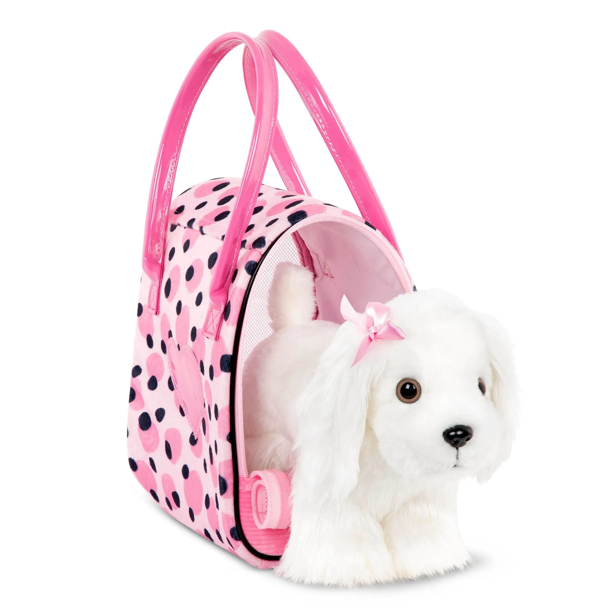 Pucci Pup Pink Polka Dot Print Bag With Maltese Pup