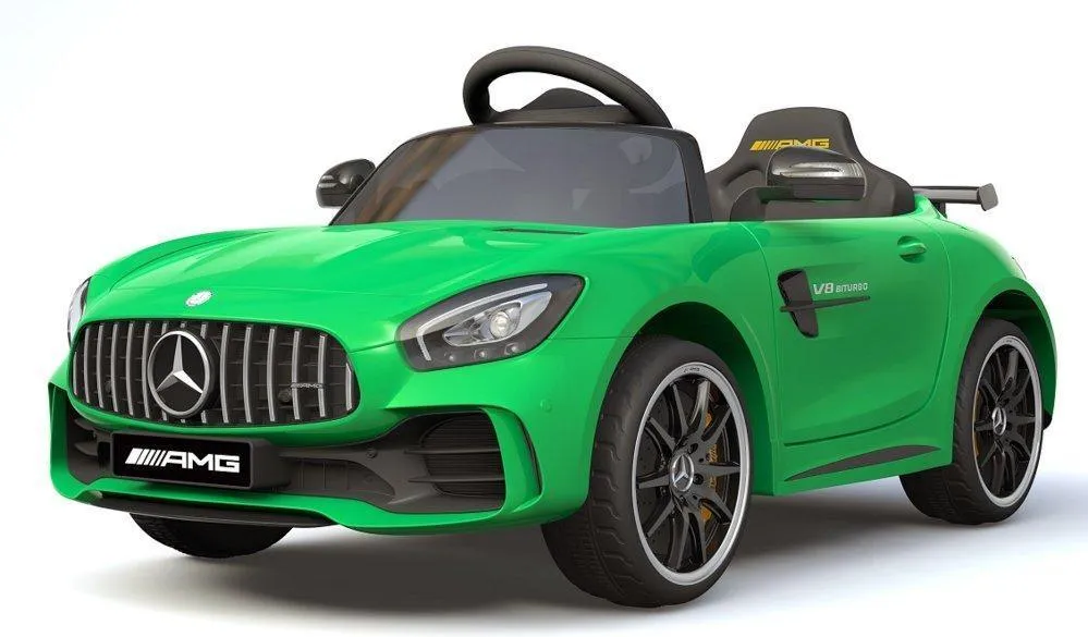 RICCO 6V 4.5A Two Motors Mercedes Benz GTR AMG Licenced Battery Powered Kids Electric Ride-On Toy Car, Green