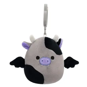 Squishmallows Season Halloween 3.5 Inch Plush Clip-On Bridgette Grey And Black Cow Bat