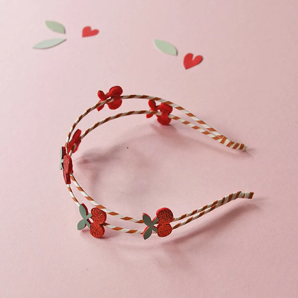Stripy Cherry Double Headband