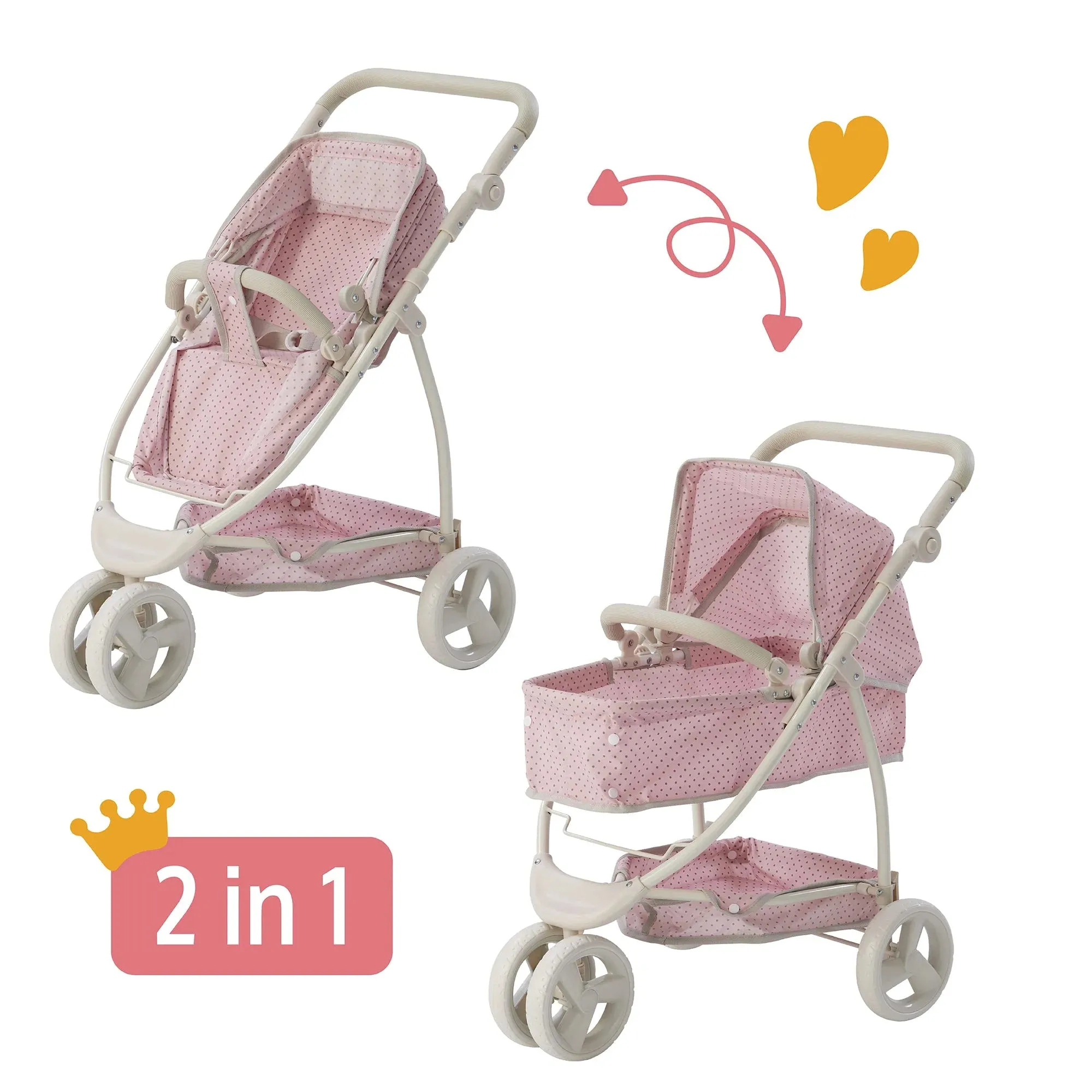 Teamson Olivias Little World 2-In-1 Multi-Positional Kids Baby Doll Pram