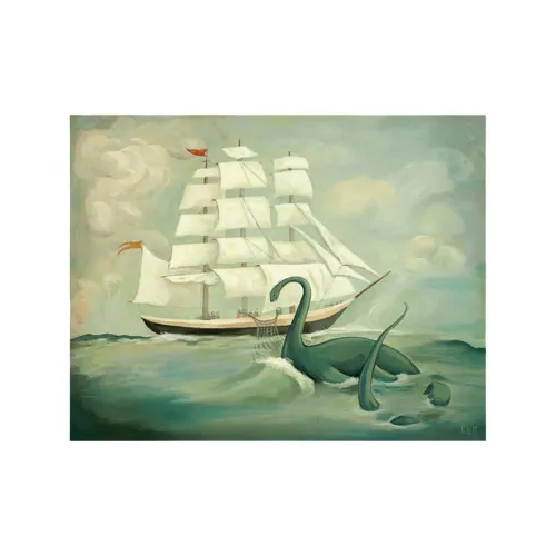 The Unsuccessful Capture of the Great New England Sea Monster Art Print Larger 11x14"