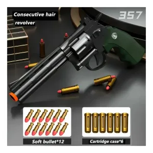 Toy Revolver Foam Blaster Gun 28cm - Dark Green