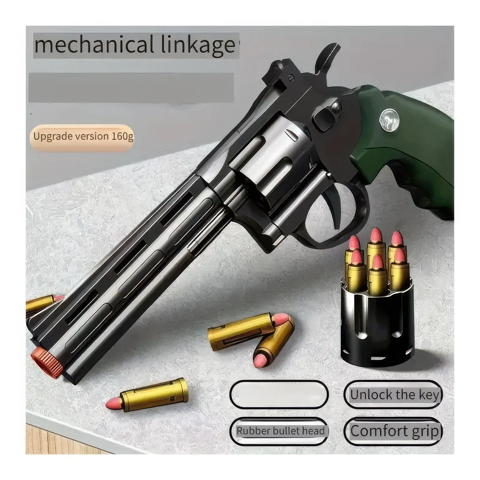 Toy Revolver Foam Blaster Gun 28cm - Dark Green