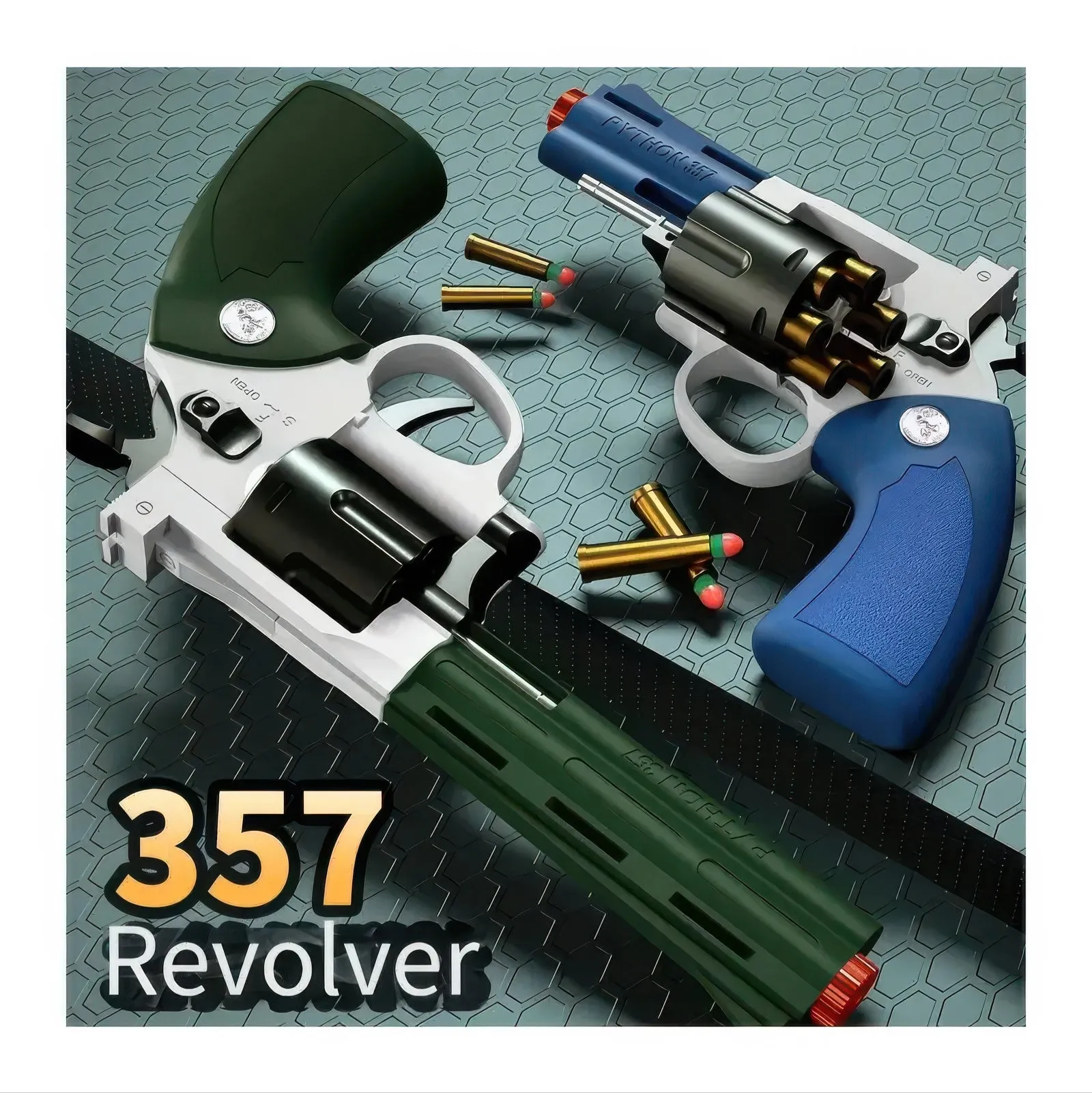 Toy Revolver Foam Blaster Gun 28cm - Dark Green