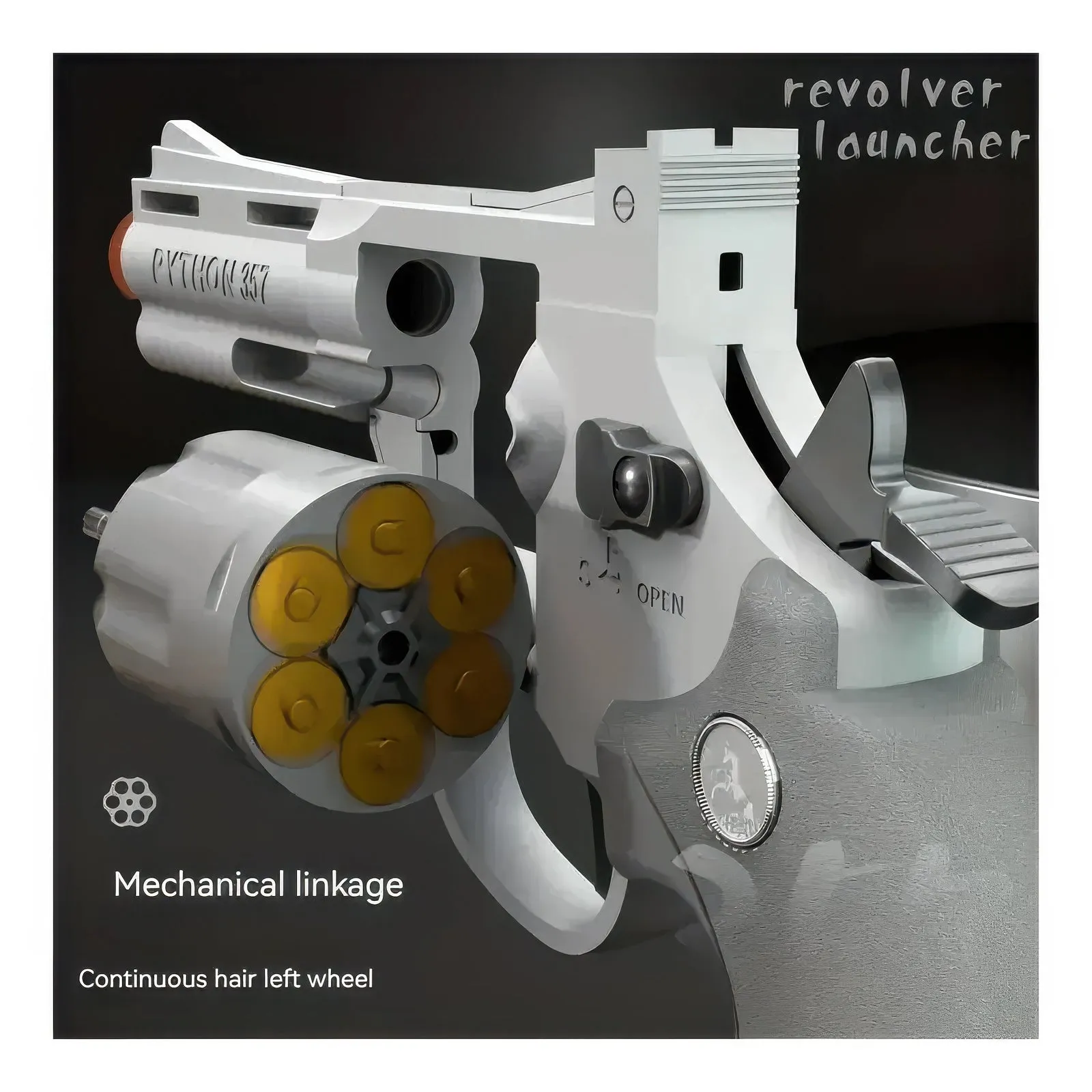 Toy Revolver Foam Blaster Gun 28cm - Dark Green