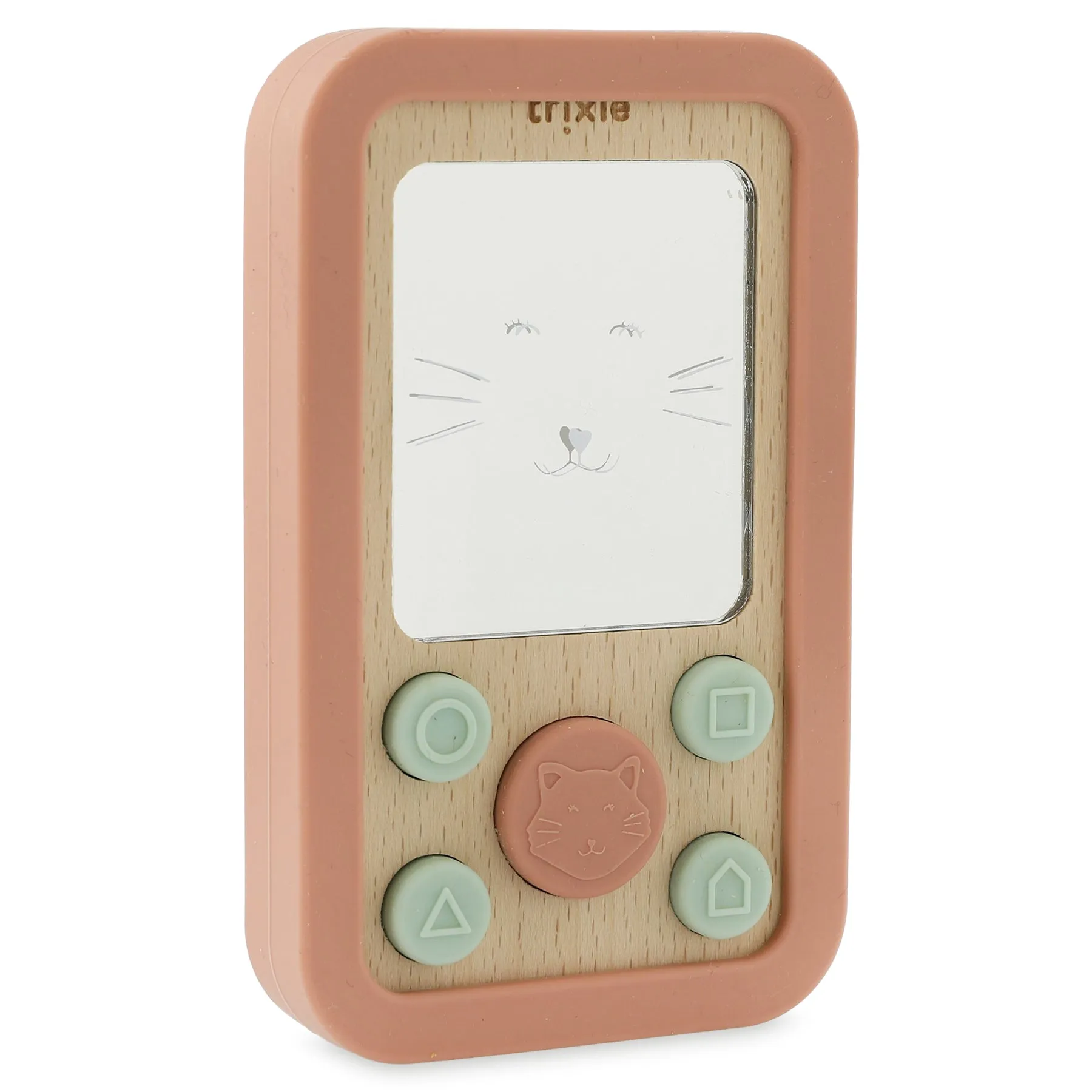 Trixie: Wooden silicone baby phone - Mrs Cat