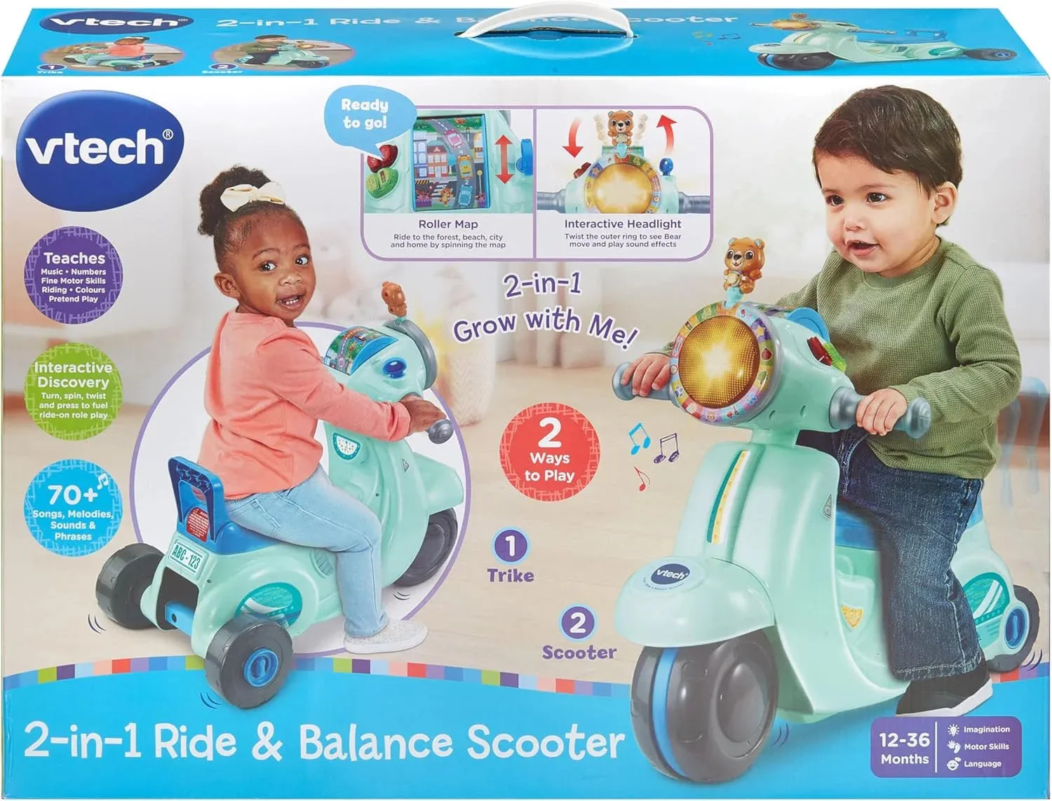 VTech Baby 2-in-1 Ride & Balance Scooter, Blue