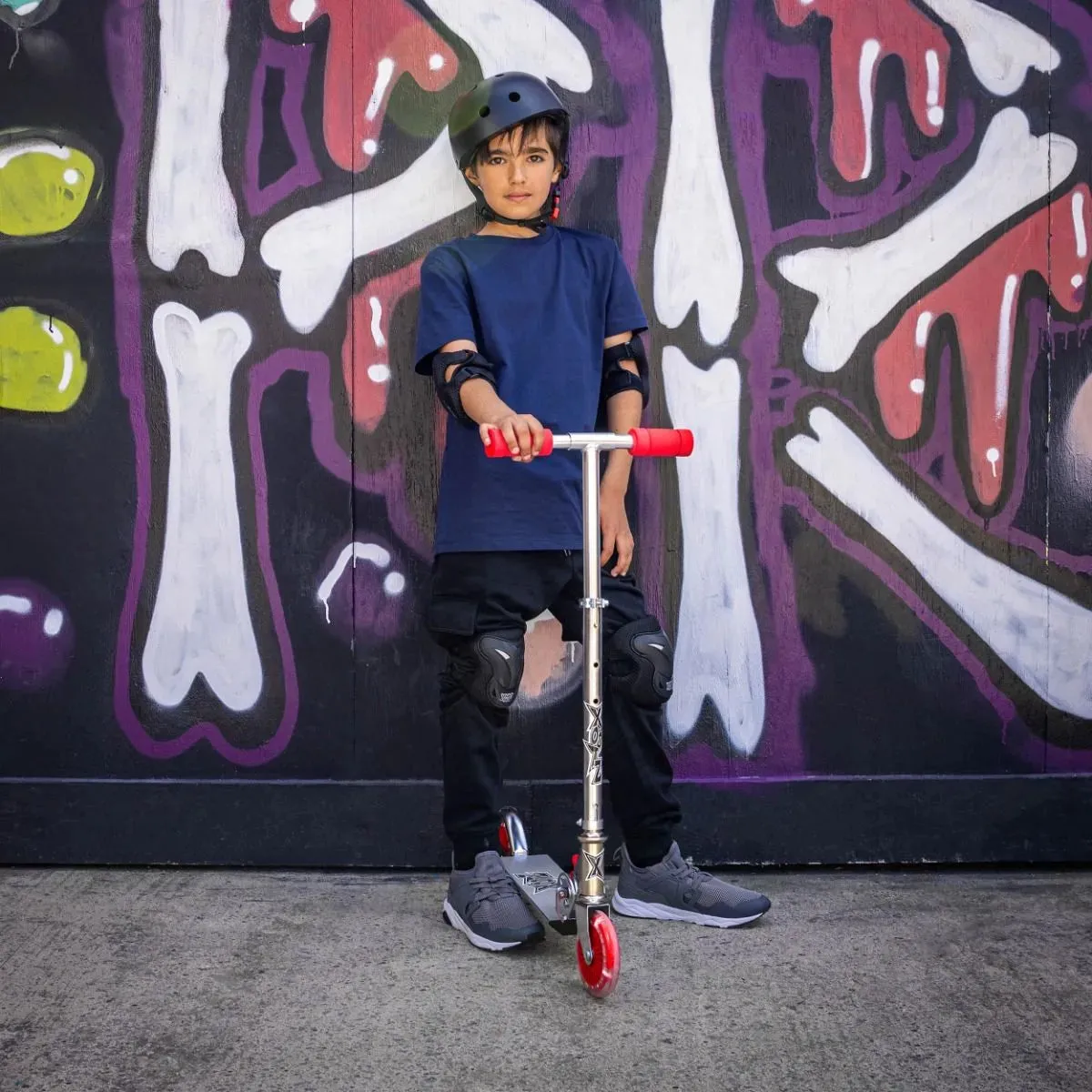 Xootz Light Up LED Folding Scooter - Red